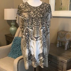 Blossom by P Animal Print Embellished Long Top